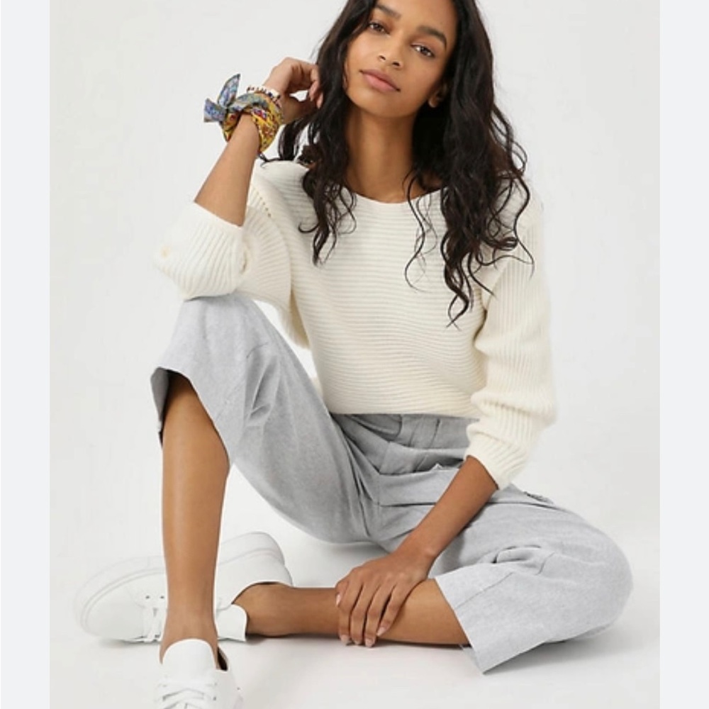 Anthropologie 
KENDALL CROPPED Ribbed SWEATER Crop in Ivory Size M